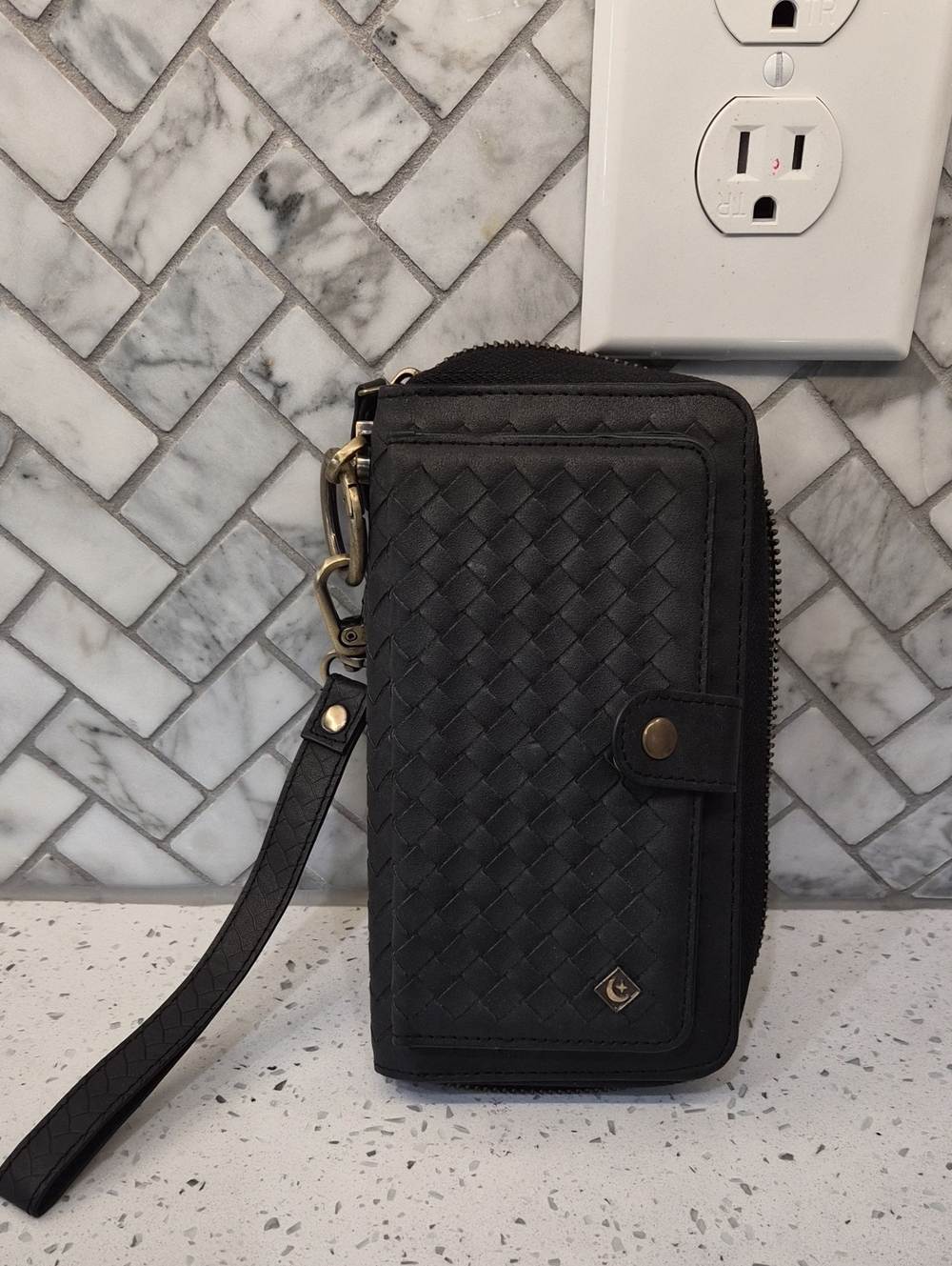 Woven Black Wristlet Wallet